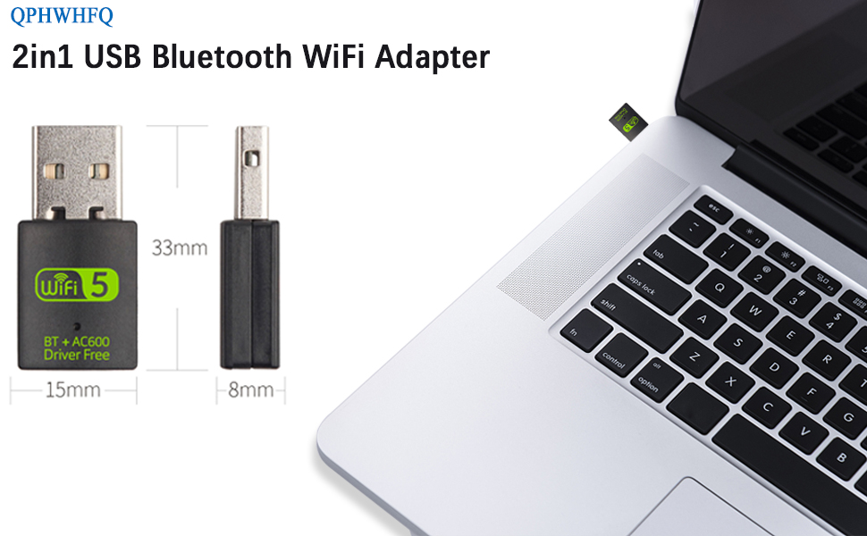 [GC]2 in 1 USB WiFi Bluetooth Adapter, Dual Band 433Mbps at 5.8GHz Band or 150Mbps at 2.4GHz Wireless Realtek RTL8821CU/8811 Network External Receiver, Mini WiFi Dongle for PC Laptop Desktop. 