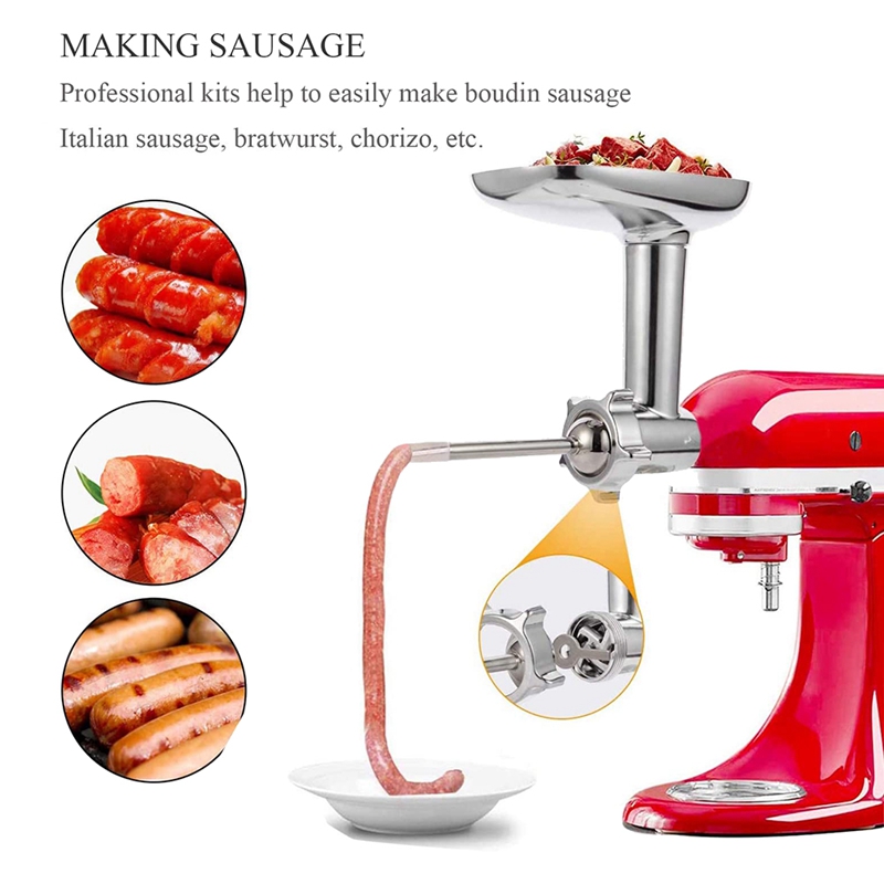 Meat Grinder Attachment for KitchenAid,Included Sausage Stuffer Tubes
