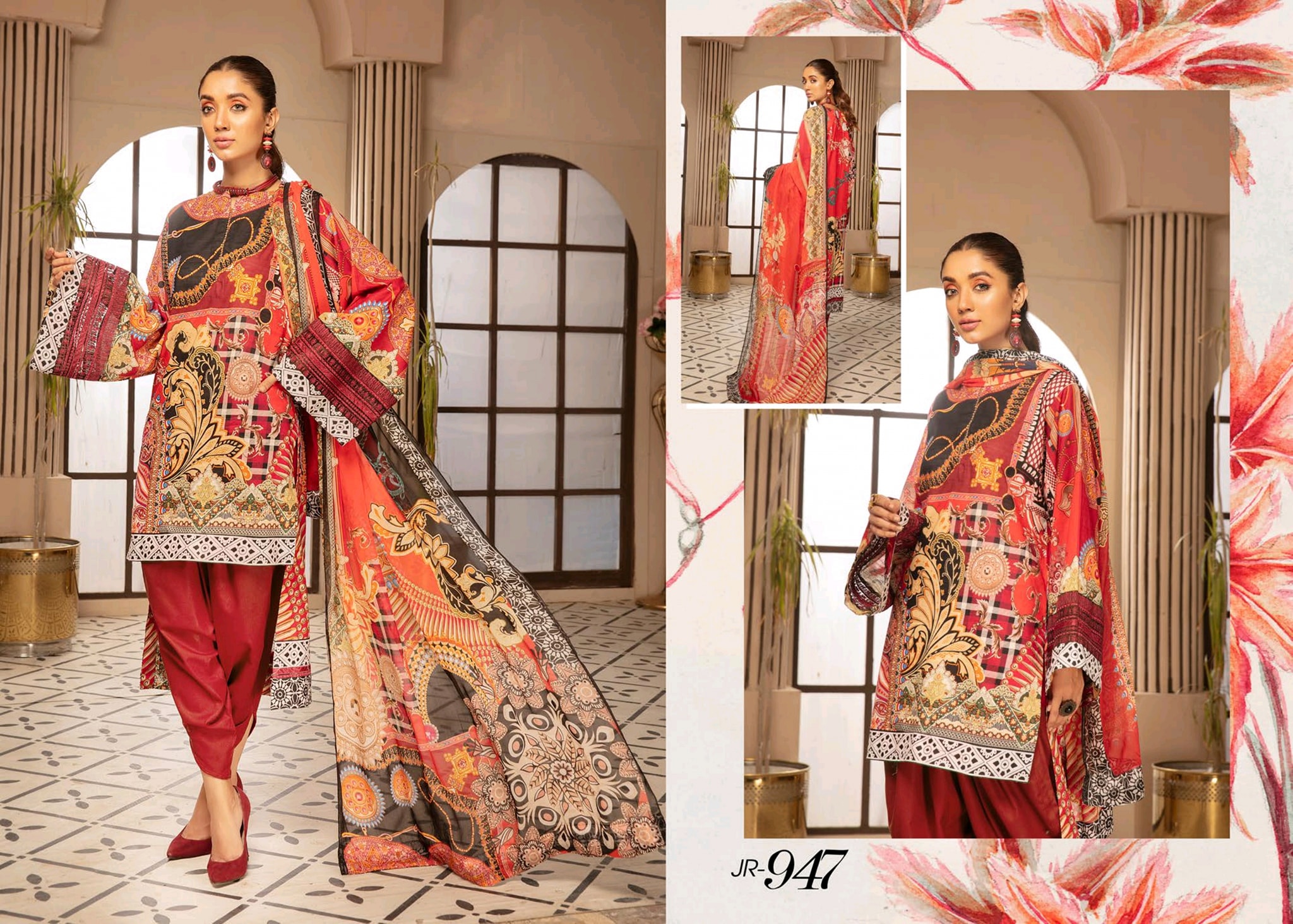 JOHRA by Satrangi Embroidered Digtil Printed Lawn with Chiffon Dupatta. 