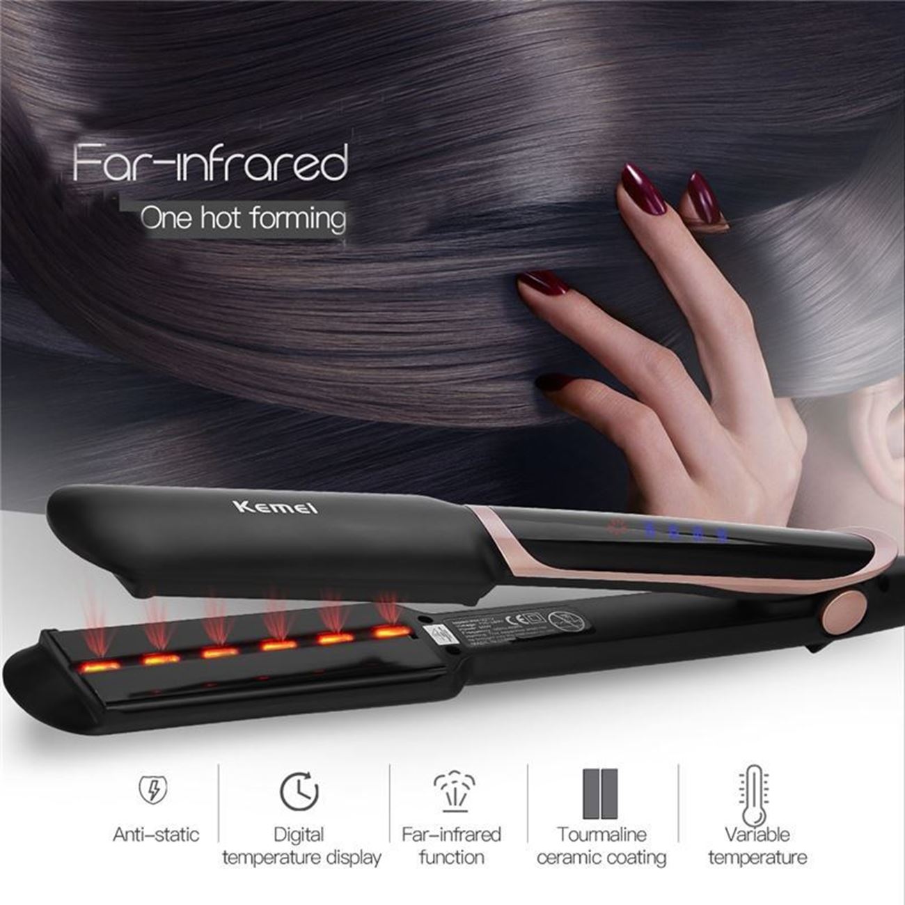 Kemei infrared hair clearance straightener