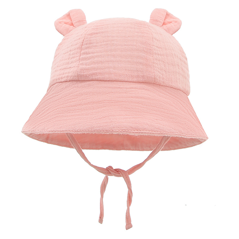 Cartoon Bear Ear Bucket Hat Solid Color 