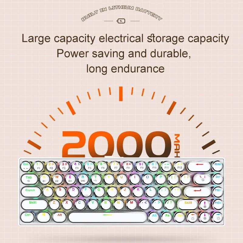 DK68 Punk Mechanical Keyboard,Cool Lighting Effects,Hot-swappable,Wireless /Bluetooth/Wired, Supports PC, IPAD, IOS and Android. 