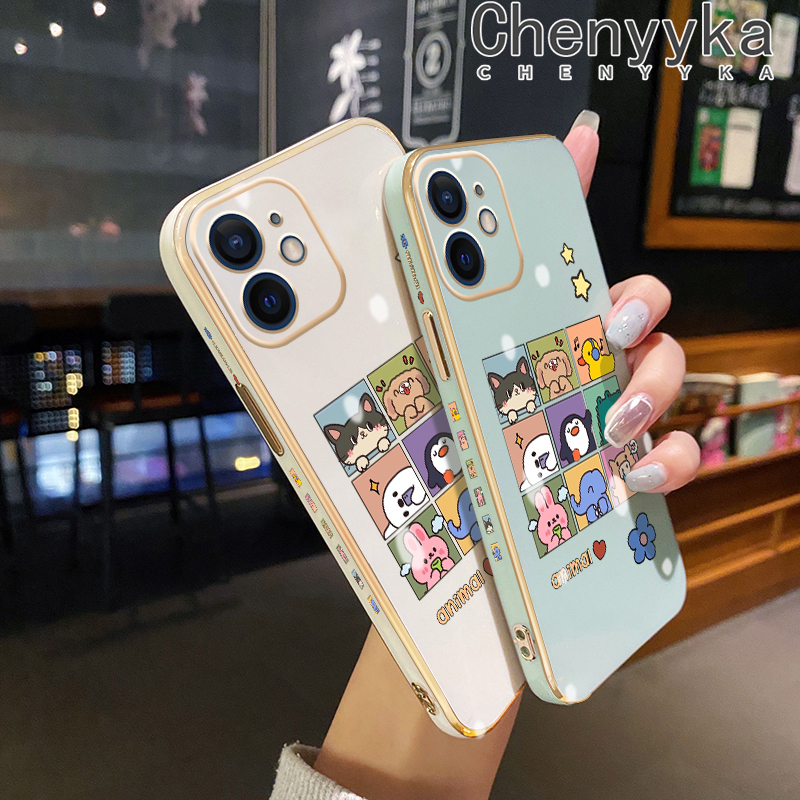Chenyyka Case For iPhone 6 6s 6 Plus 6s Plus Case Cartoon Cute Animal Pattern New Design Luxury Plating Phone Cases Side Edge Pattern Shockproof Soft Case Full Cover Camera Protection Case. 