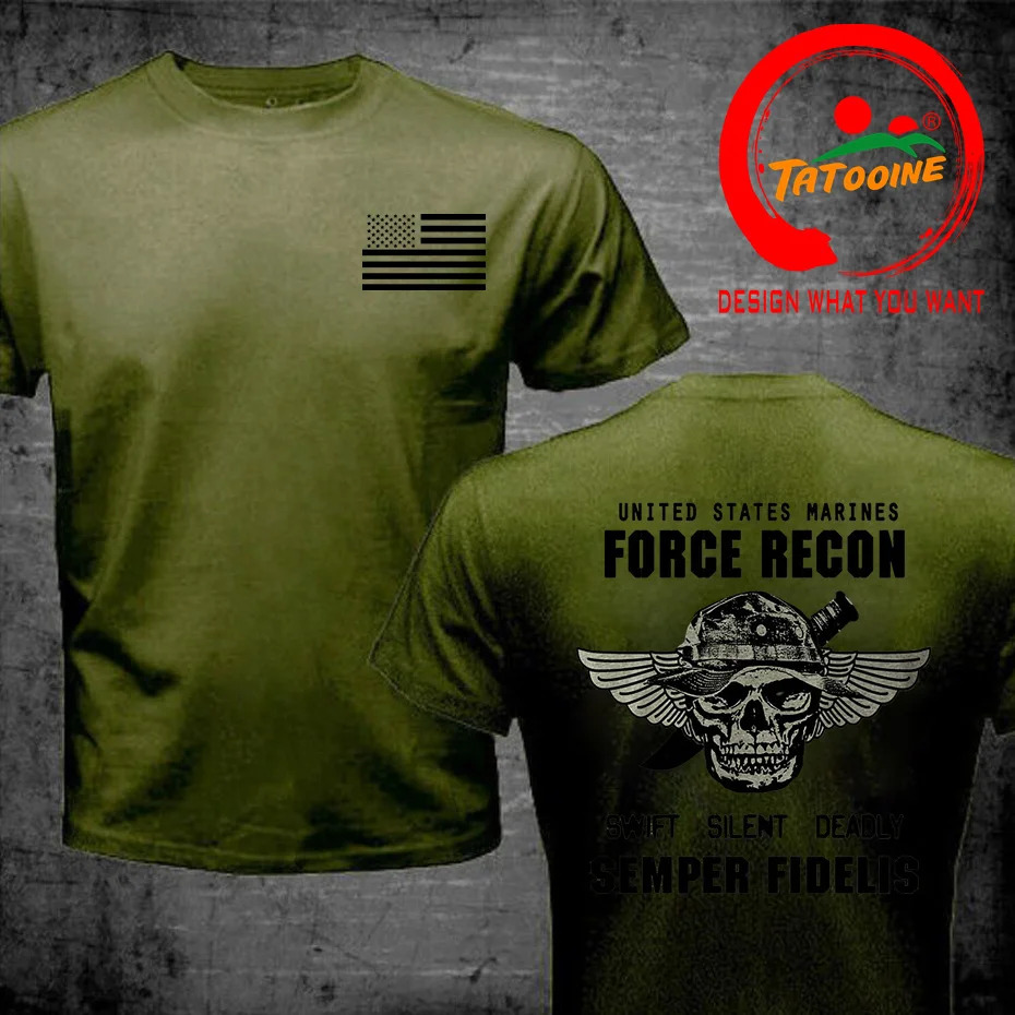 USMC T-shirt US Marines Semper Fidelis Devil Dog Force Recon T Shirt Men Cotton Tees Tops Streetwear Harajuku Tee Shirt