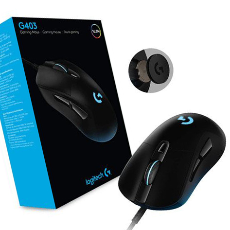 Logitech G403 Hero Wired Gaming Mouse, Hero 25K Sensor, 25,600 DPI, RGB Backlit Keys, Adjustable Weights, 6 Programmable Buttons, On-Board Memory, Braided Cable, PC/Mac, Black