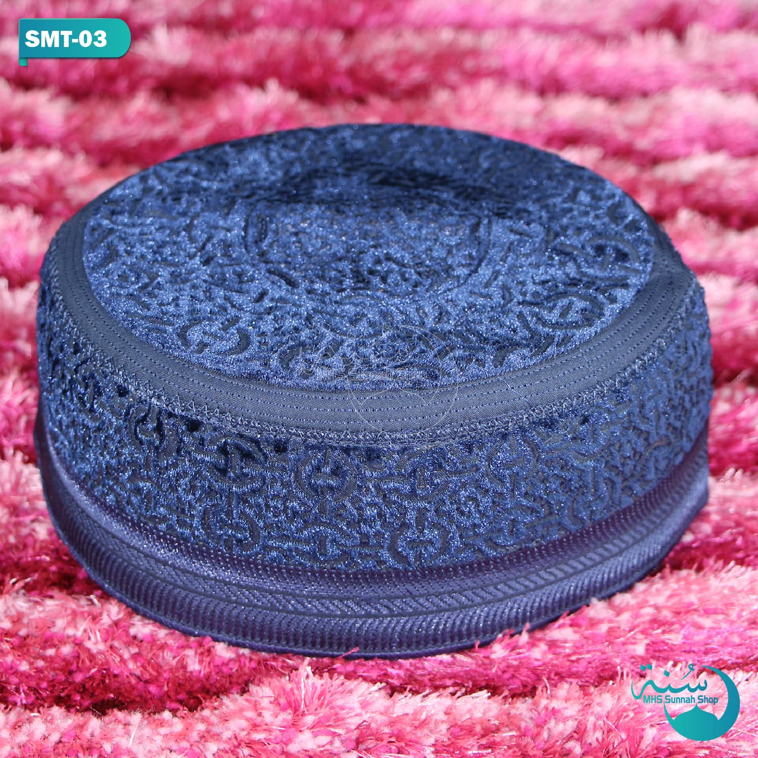 Navy Blue Color Beautiful Design Islamic Items Al-Sharjah Bogiz Topi For Men || Winter Cap For Men || Hat For Men