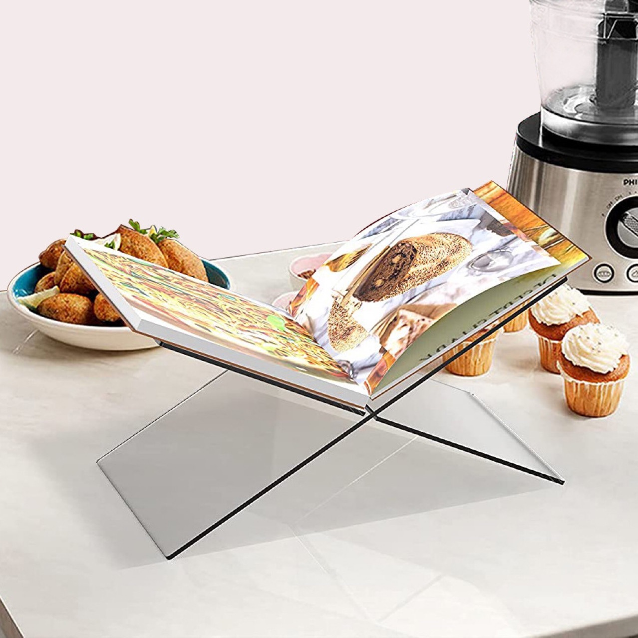 GC Book Stand Reading Stand Small Clear Acrylic Book Holder X Shaped Non-Slip Elevating Book Shelf Clear Book Display Easel Holder For Textbook Recipe Book. 