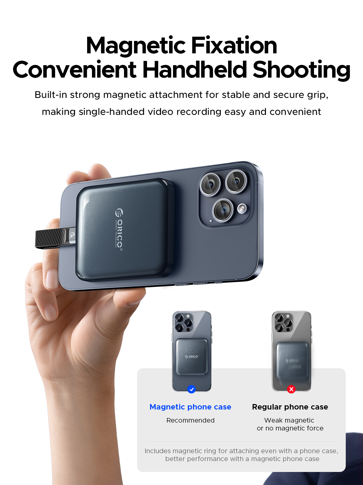 ORICO Magnetic Portable SSD USB3.2 20Gbps Supports 4K ProRes Video Recording for iPhone 15 Pro Series External Solid State Drive. 