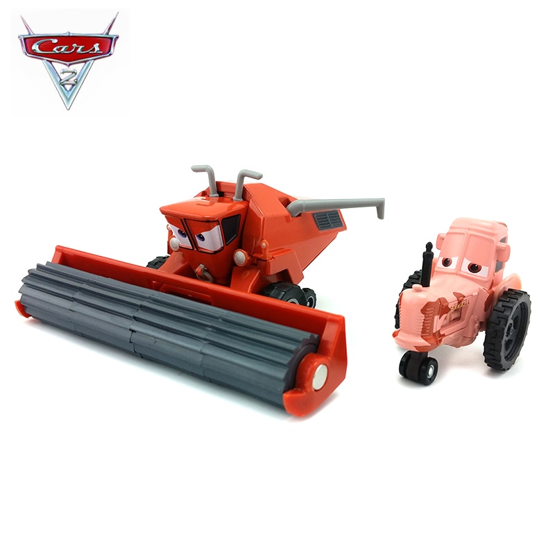 【happy one】Disney Pixar Cars 2 Children's Toy Model Frank Combine Harvester Bulldozer Alloy Car Toys Best Boy Birthday Christmas Gift. 