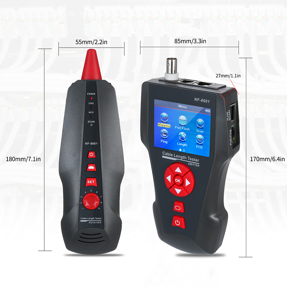 noyafa NF-8601W Multipurpose network tester OE/PING RJ45 RJ11 Wire Locator Measure Cable Length With 8pcs Remot Line Tracker. 