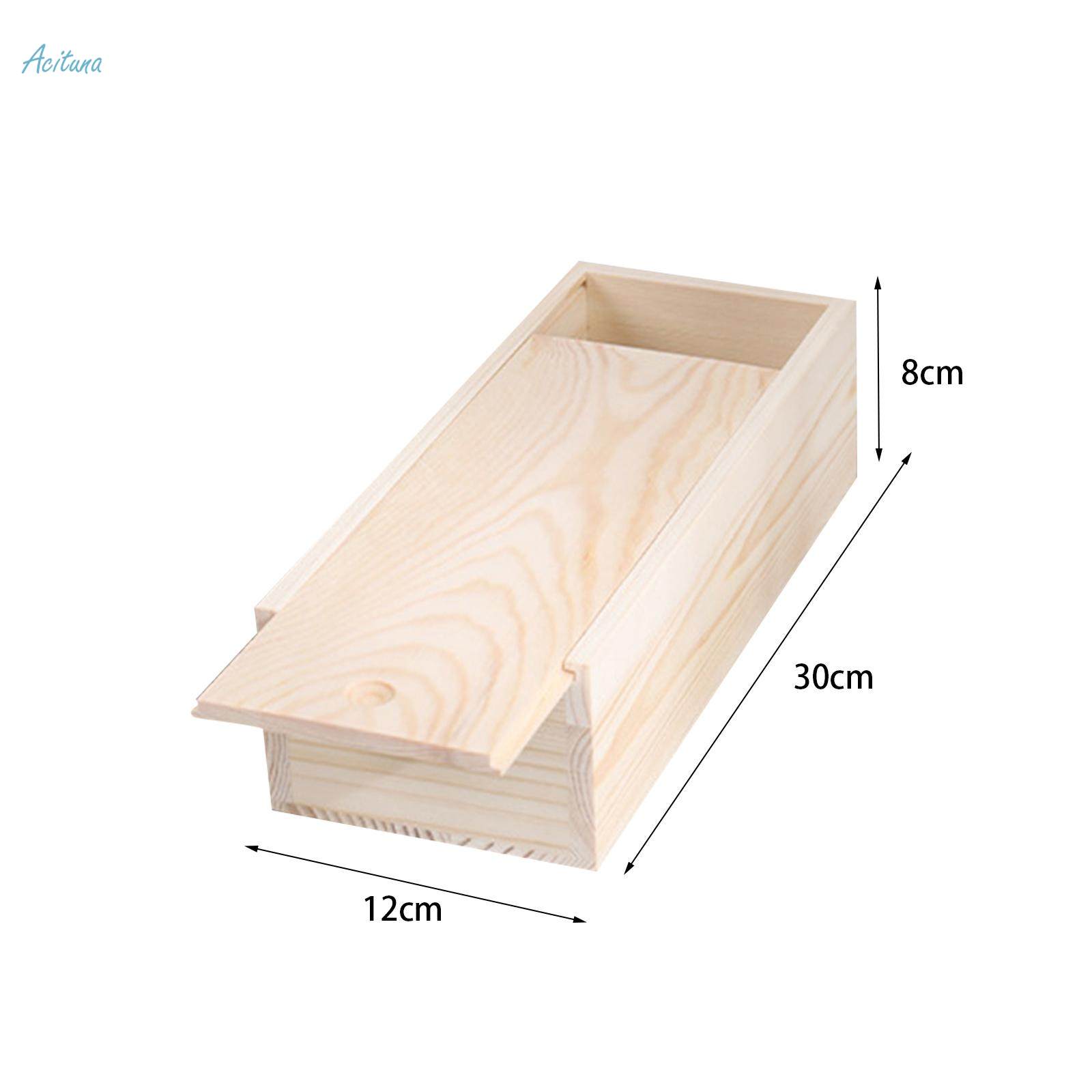 Unfinished Wooden Box Wooden Boxes for Crafts Unpainted Rectangular Empty Wood Case with Slide Lid. 