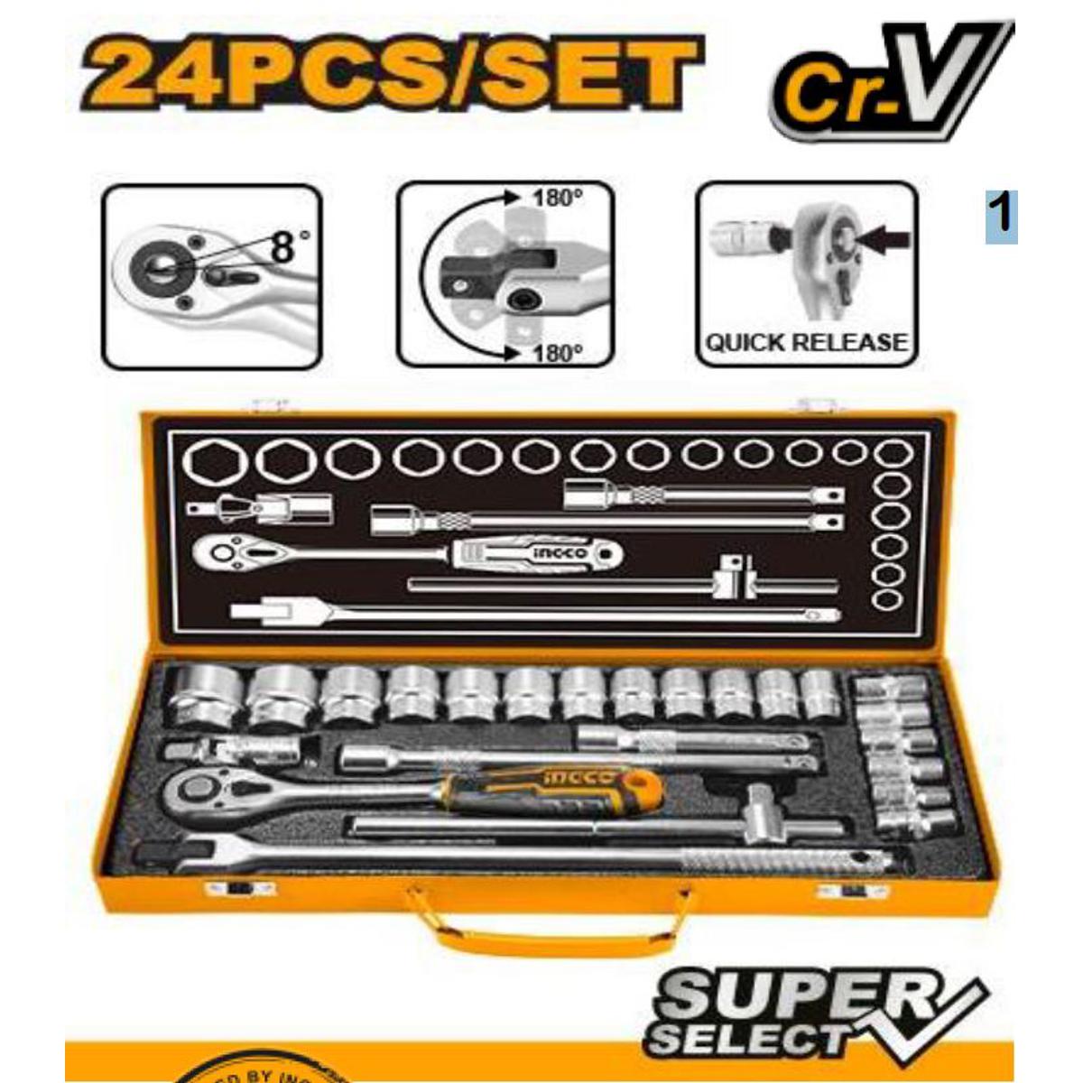 24 Pcs 1/2" SOCKET SET INGCO-HKTS12242