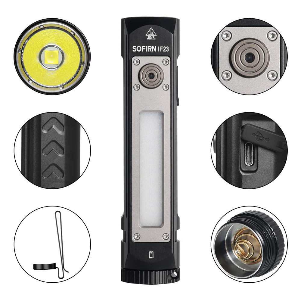 Sofirn IF23 RGB Light 4000lm Powerful LED Flashlight 21700 5V 3A USB C Rejected Floodlight Spotlight Torch with Magnetic. 
