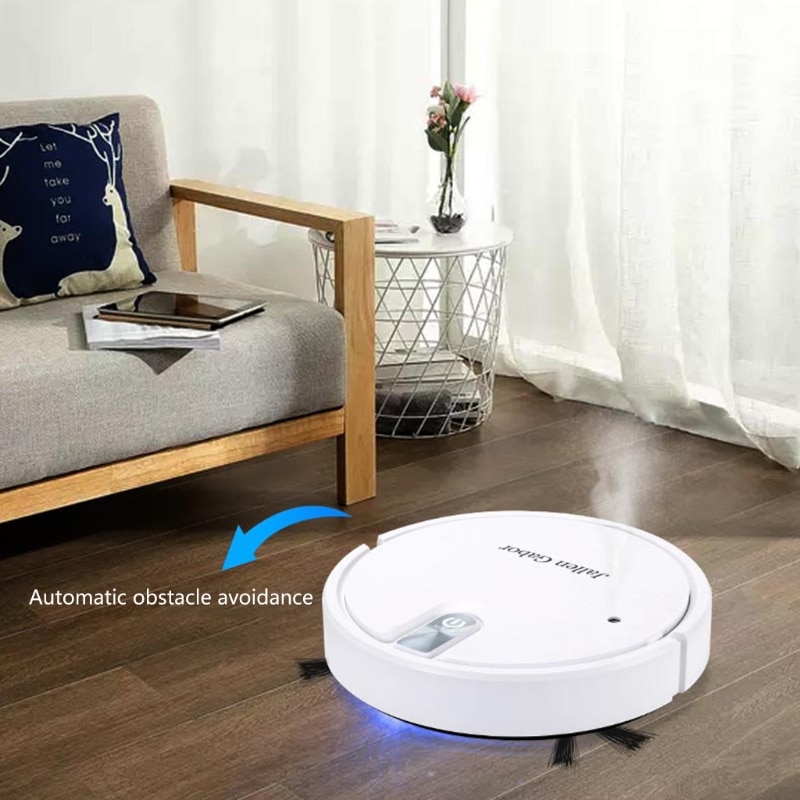 5-in-1 Wireless Auto Robotic Vacuums with LED Atmosphere Lights Super Quiet Vacuuming Mopping Humidifying for Home Use-white. 