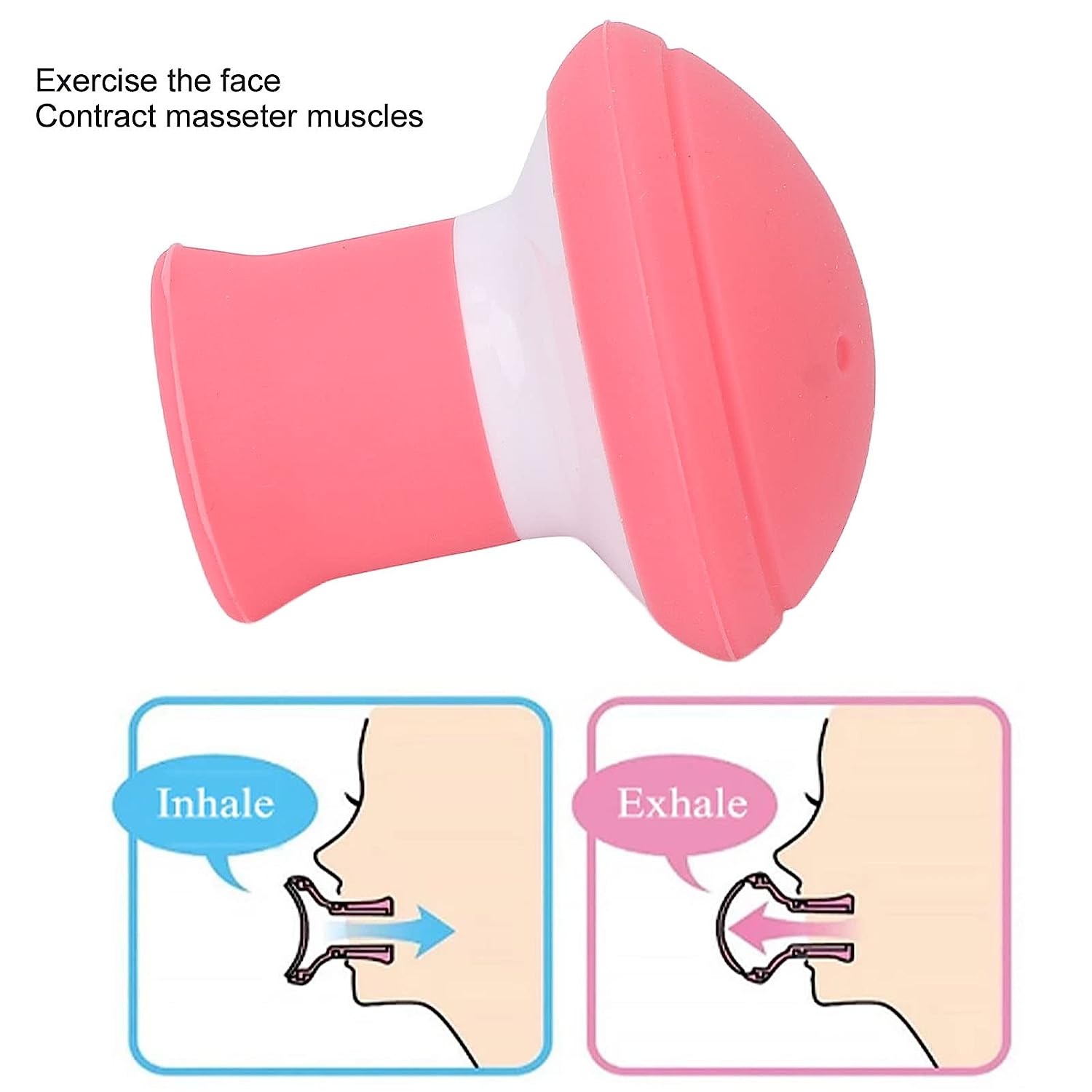 Face Masseter Trainer Silicone Face Lifting Tightening Shaping Slimming Tool Smile Trainer Lip Exerciser for Muscles Stretching V Shape Double Chin Exerciser Instrument, Pink. 