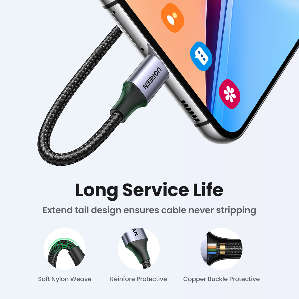 UGREEN USB Type C Fast Charger Data Cord for infinix note 30 xiaomi 11t 12t SAMSUNG S24 S23 S22 S21 Ultra Realme 6 pro Samsung A71 for Poco x3 nfc Huawei P40 Nylon Braid. 