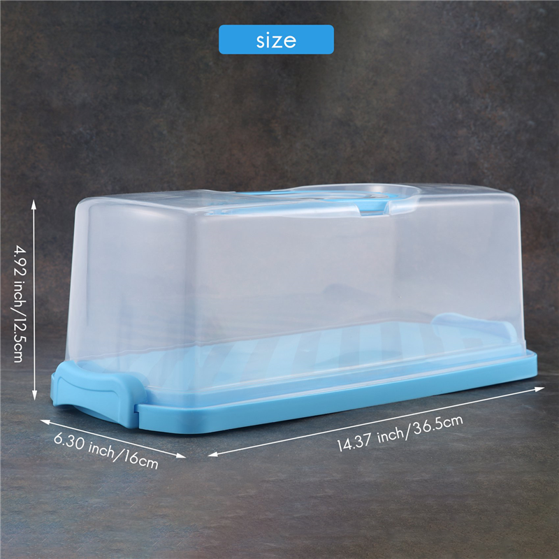 Portable Bread Box with Handle Loaf Cake Container Plastic Rectangular Food Storage Keeper Carrier 13Inch Translucent Dome for Pastries, Bagels, Bread Rolls, Buns. 