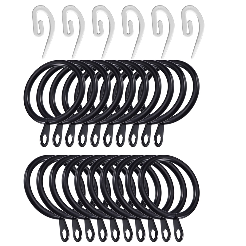 50 Set Metal Curtain Rings Dry Hanging With Plastic Hooks For Curtains
