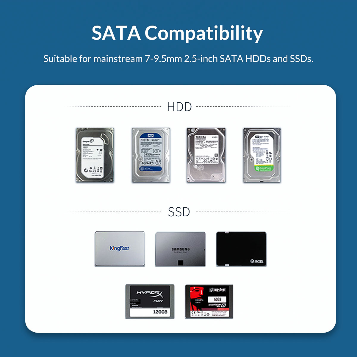 ORICO 2520U3 for laptop desktop is 2.5 inch SATA to USB 3.0 "External Hard Drive Disk Storage Device Fast Transfer Rate HDD Enclosure HDD. 
