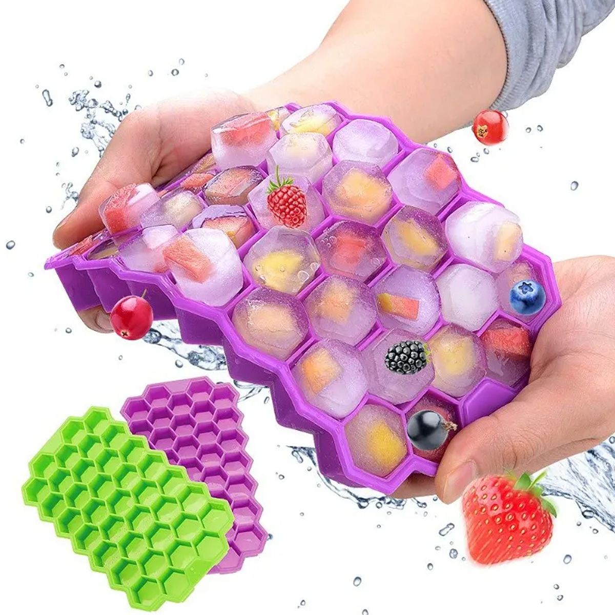 Silicone Ice Cube Tray 37 Cavity Ice-making Box -Feature: ECO Friendly Cube: Tray 37-Made of Food-Grade Silicone. 