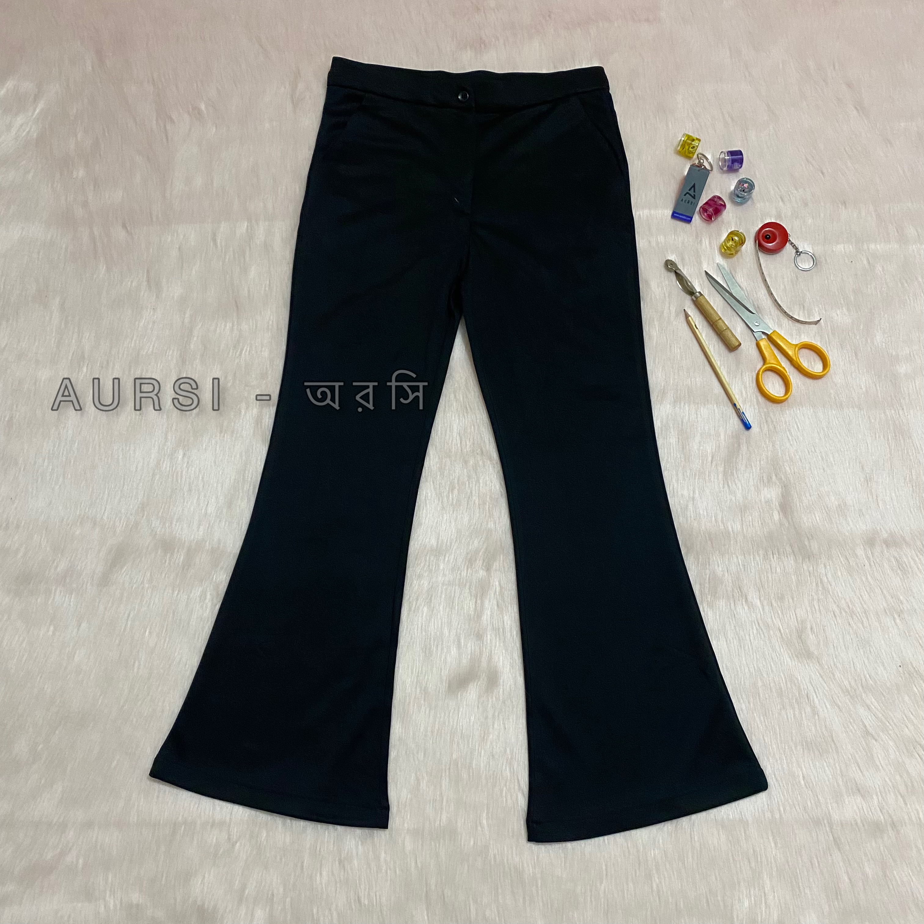 High Waist Flare Pant made  by knit twill fabric. 
