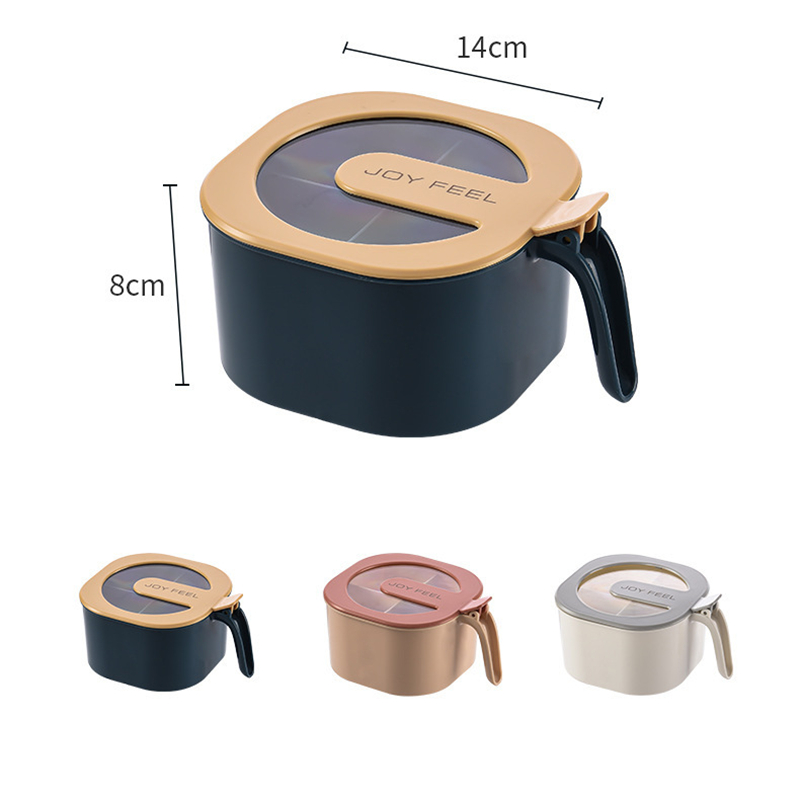 4-Section Multi Storage Spice Box with Serving Spoons - Lid Containers Organizer for Kitchen Herbs and Spices. 