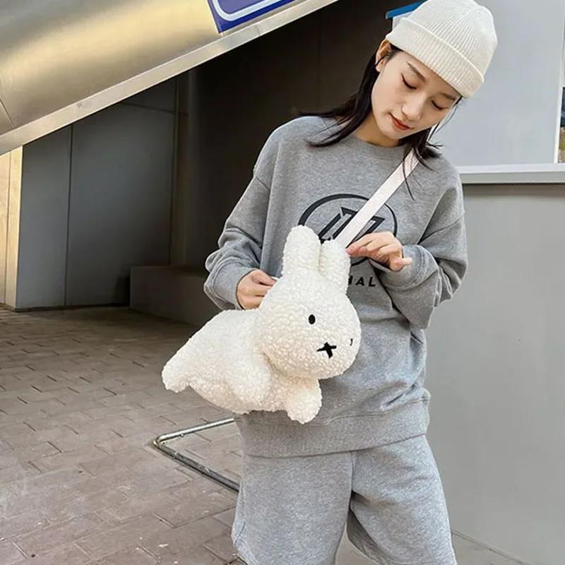 New Pattern Miffy Anime Fashion Shoulder Bag Kawaii Originality Versatile Senior Plush Necessary Cartoon Lovely Messenger Bag. 