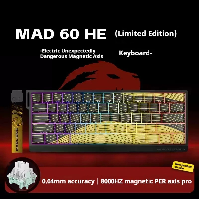 MADLIONS Mad60/68 HE Mechanical Keyboard Magnetic Switch Wired Hot Swap 8K Polling Rate Customized Gaming keyboard Pc Gamers. 