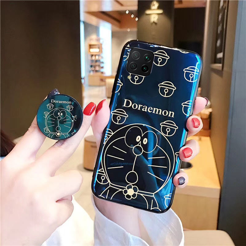 Phone Case Samsung Galaxy F62 Back Cover Cute 3D Cartoon Blue Light Happy Doraemon Soft Couple Cases Stand Holder for Samsung F62 Case. 