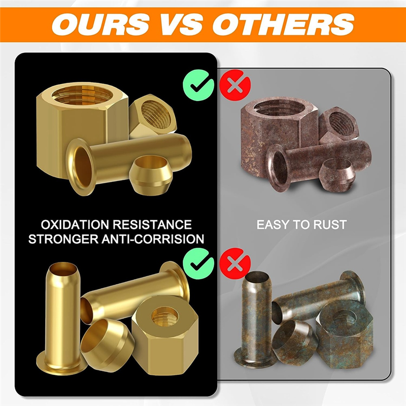 180PCS Compression Fittings Assortment Kit-(1/4In, 3/8In, 5/16In, 1/2In) of Brass Compression Sleeve Ferrule,Insert&Nuts Easy Install. 