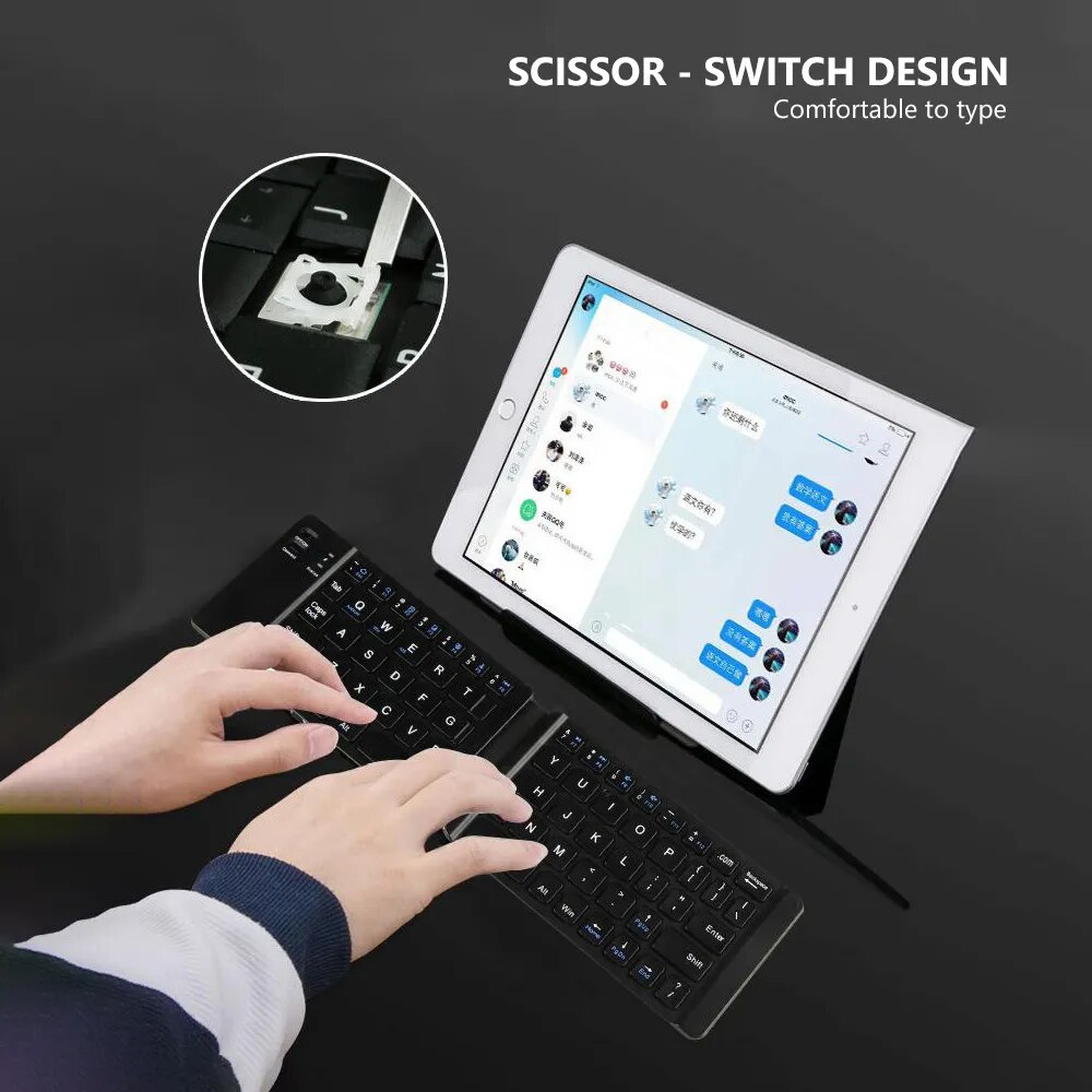 AVATTO Light-Handy Mini Wireless Bluetooth Folding Keyboard,Foldable Wireless Keypad for IOS/Android/Windows ipad Tablet phone. 