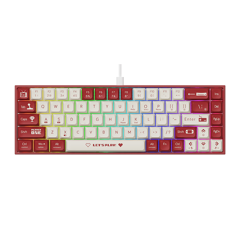 Ajazz Ak680 Wired USB Gaming Mechanical Keyboard Backlit Hot-Swappable 2.4G Wireless Keyboard Red Switches 68 Key for PC Laptop. 
