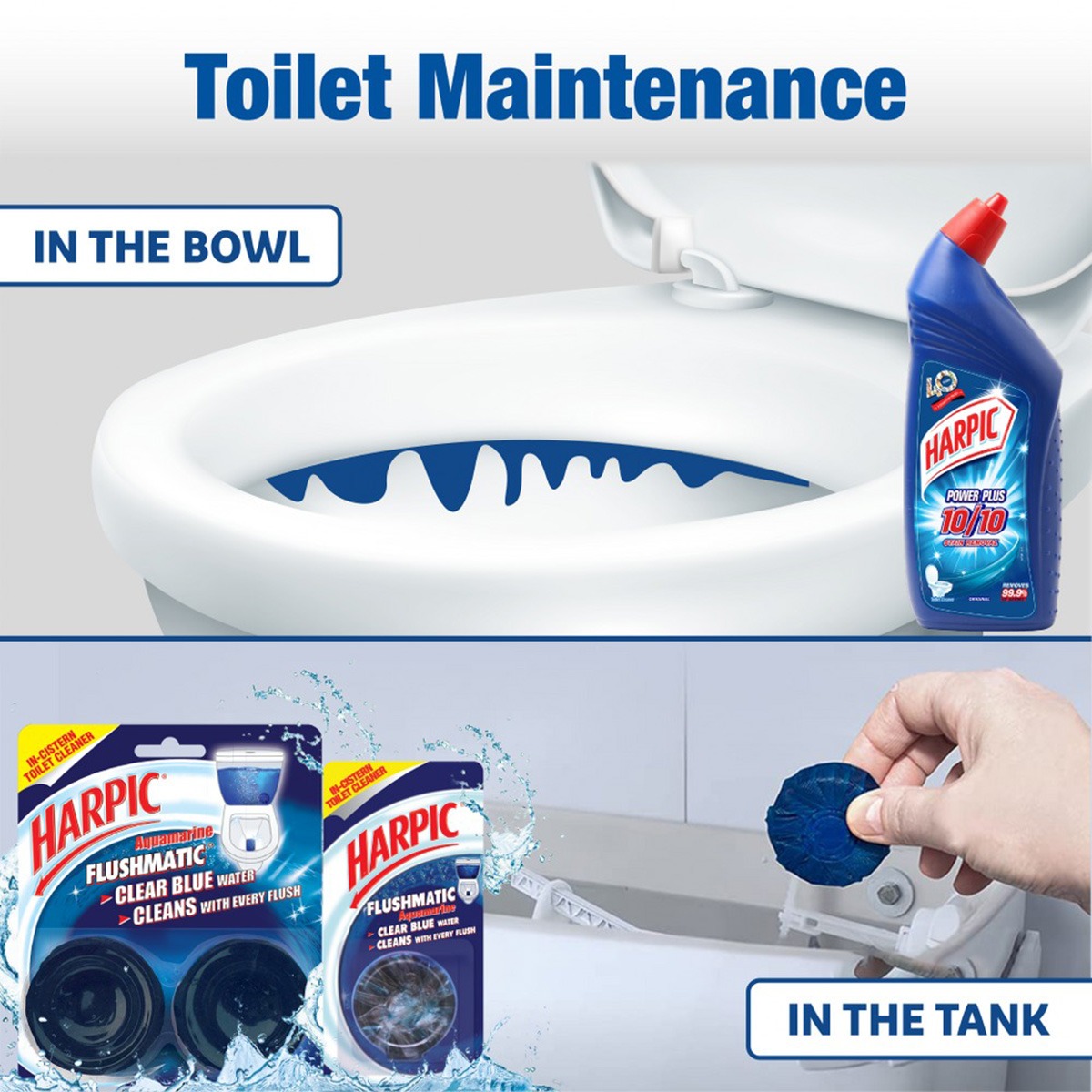 Harpic Flushmatic InCistern Toilet Cleaner Blocks, Aquamarine 300 G