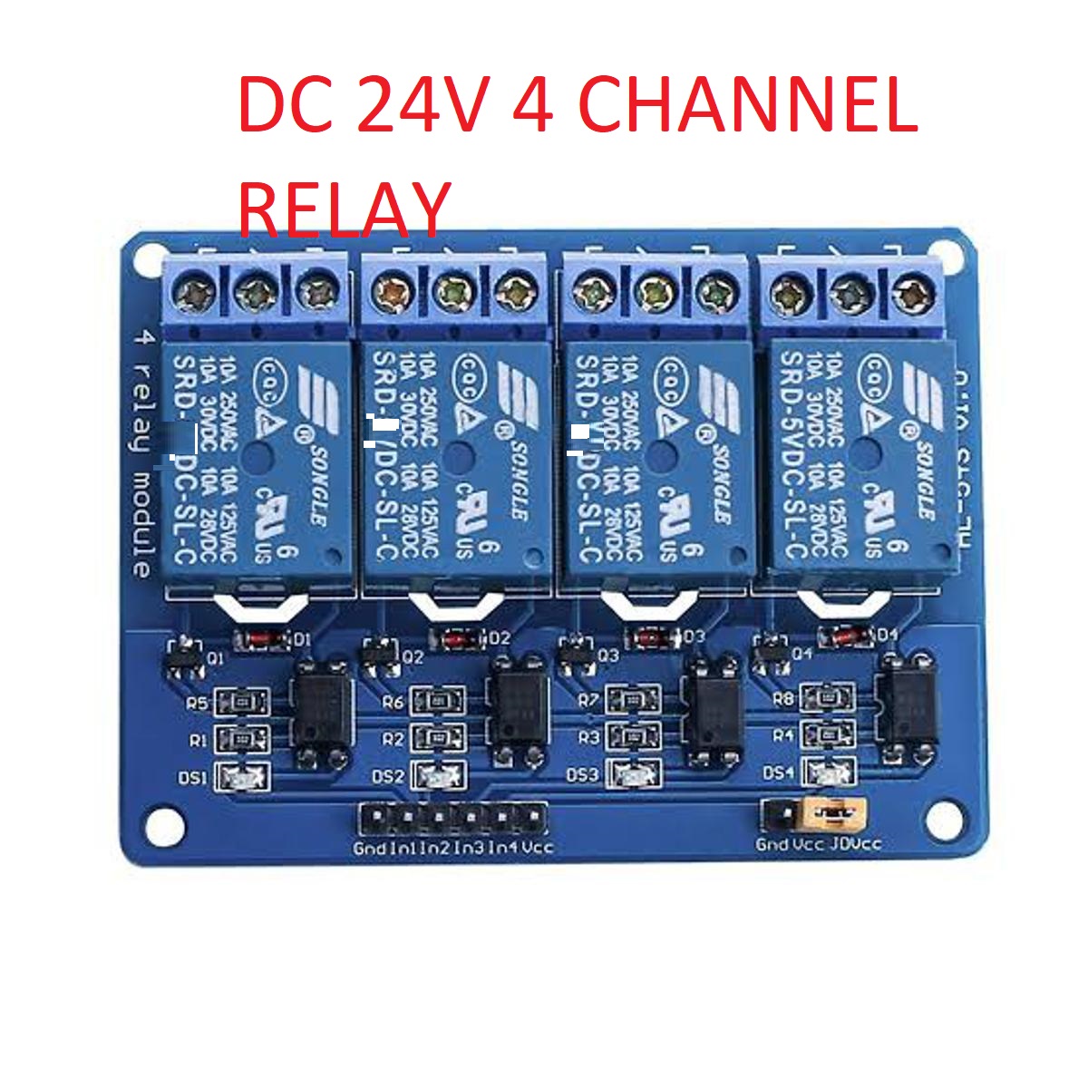 12V Relay Module DC 24V Four Channel Isolated Relay Control Module With Screw Terminal For Arduino 4 Channel DC24V With Optocoupler Protection