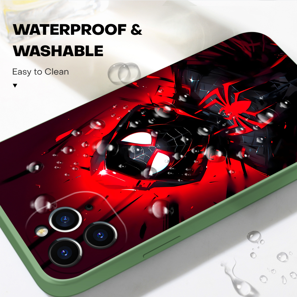 Hontinga for Realme 5 Pro Back Cover Red Spider Man Design Phone Case Square Soft Liquid Silicone Mobile Cover. 