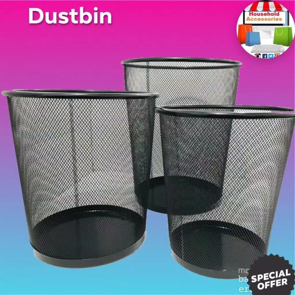 Iron Net Classical Trash Can, Simple Designed Garbage Can Ash Bin Dust Bin Trash Container for Home Office Kitchen Bathroom. 