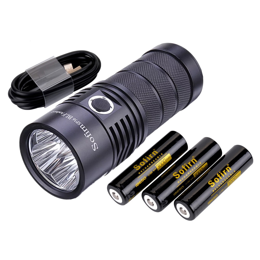 SP36 BLF Anduril 4*Samsung LH351D 5650lmwerful LED  USB Rechargeable 18650 Torch 5000K High 90 CRI-5000K-black - with batteries - 5000K. 