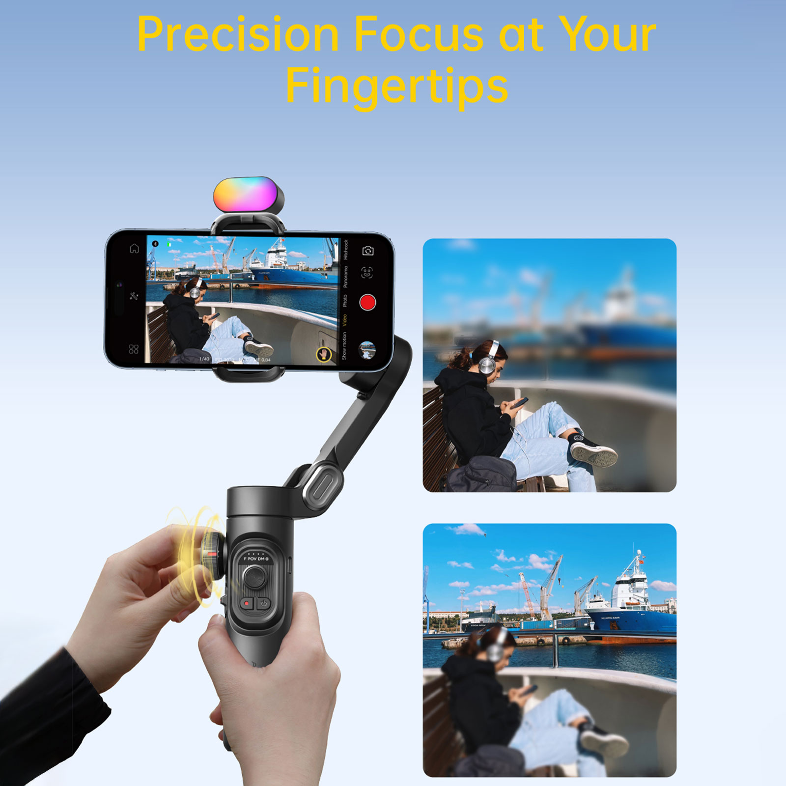 Aochuan Smart XE Kit Gimbal Stabilizer for Smartphone iPhone Video Recording Magnetic Fill Light 3-Axis Foldable Android Gimble. 