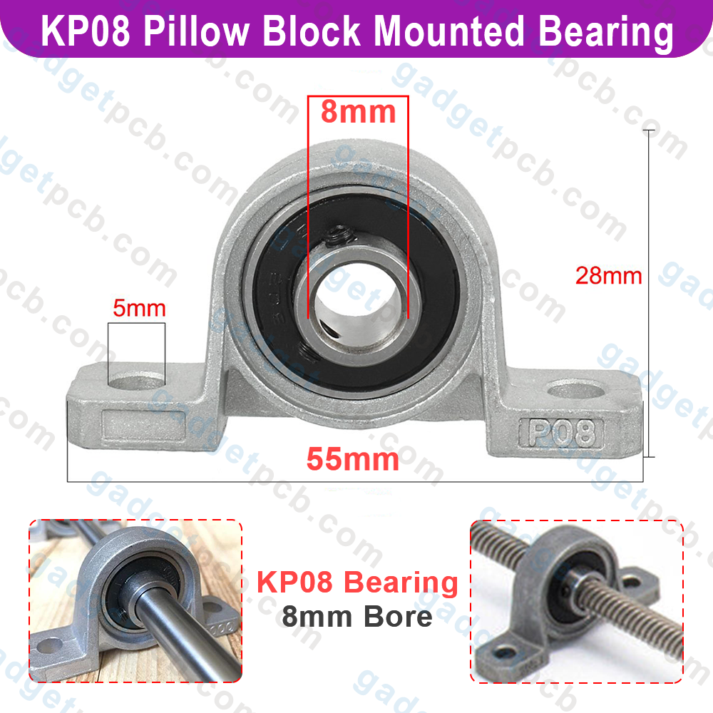Zinc Alloy KP08 P08 Pillow Block Mounted Ball Bearing 8mm Bore Diameter For CNC Machine 3D Printer All Kinds Of Electronics Projects. 