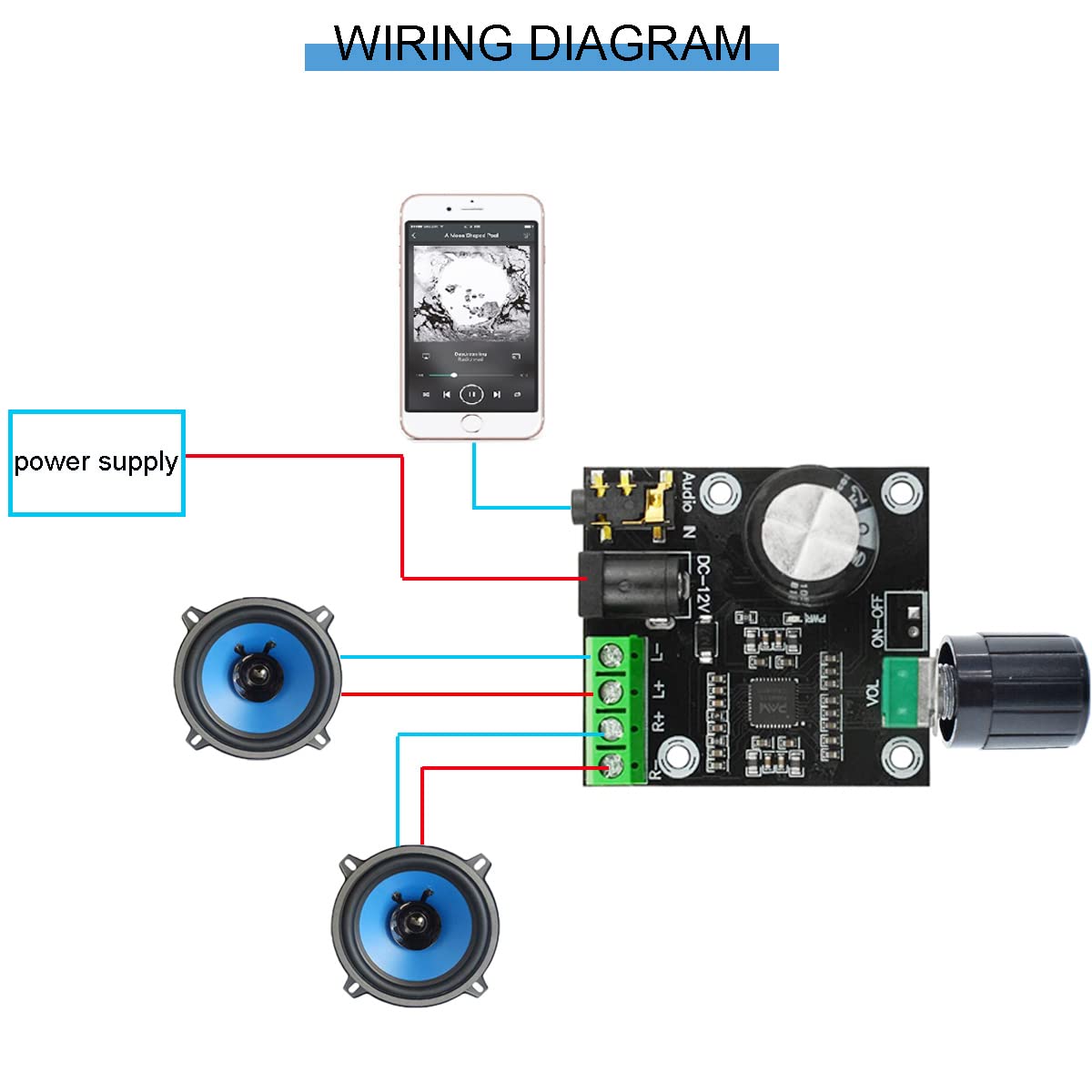 PAM8610 Mini Class D Stereo Amplifier Audio Module DC 12V 10W+10W. 