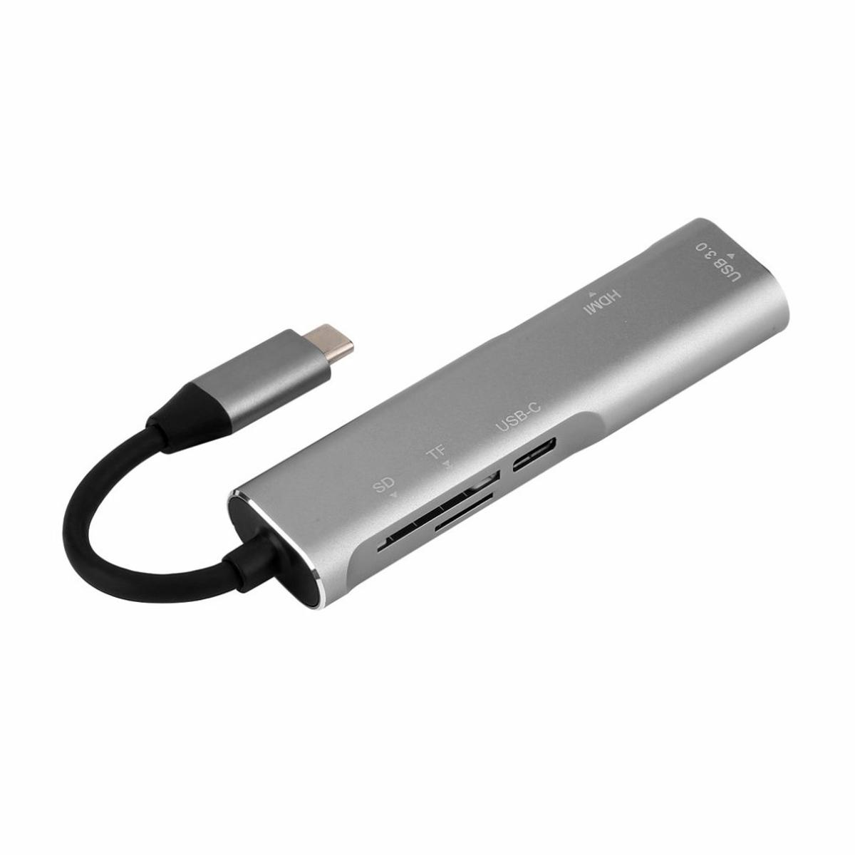 5-in-1 Multifunctional Type-C to 4K HD Hub PD Charge/USB3.0 Data Transfer/SD TF Card/HD 4K Output