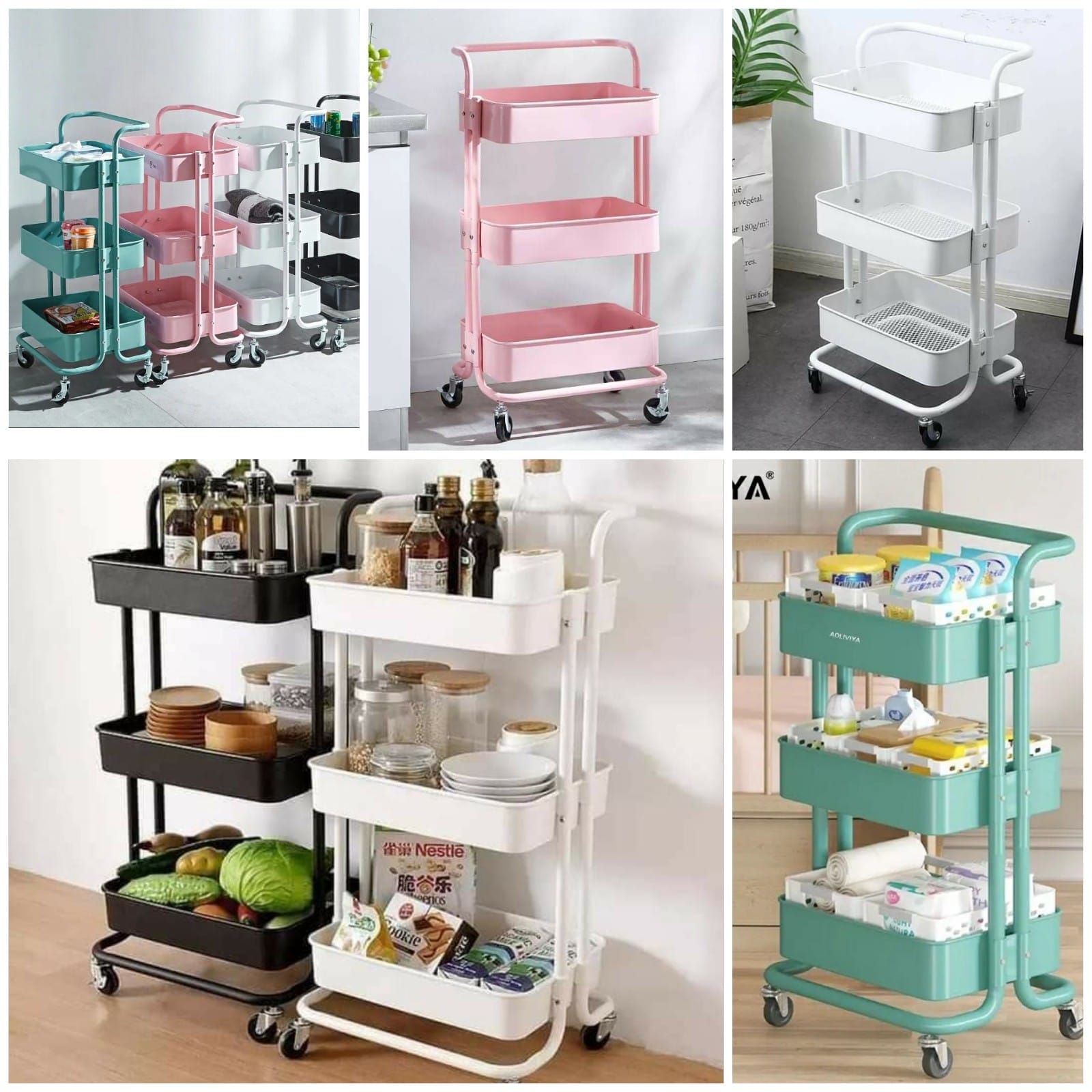 Multi-Function Trolley Cart,3 Tier Rolling Lab Cart Jamaica