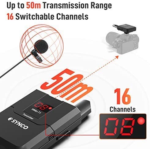 Synco Audio WMic-T1 Camera-Mount 16-Channel UHF Wireless Lavalier Microphone System. 