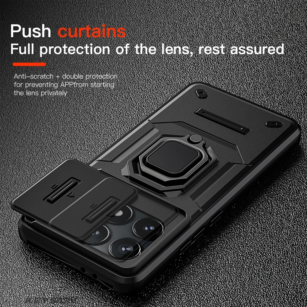 For Xiaomi Poco X6 Armor Ring Case Cover adsorb Car Holder Shockproof Camera Protection Cover For Xiaomi Poco X6 Pro Back cover Phone Cases. 