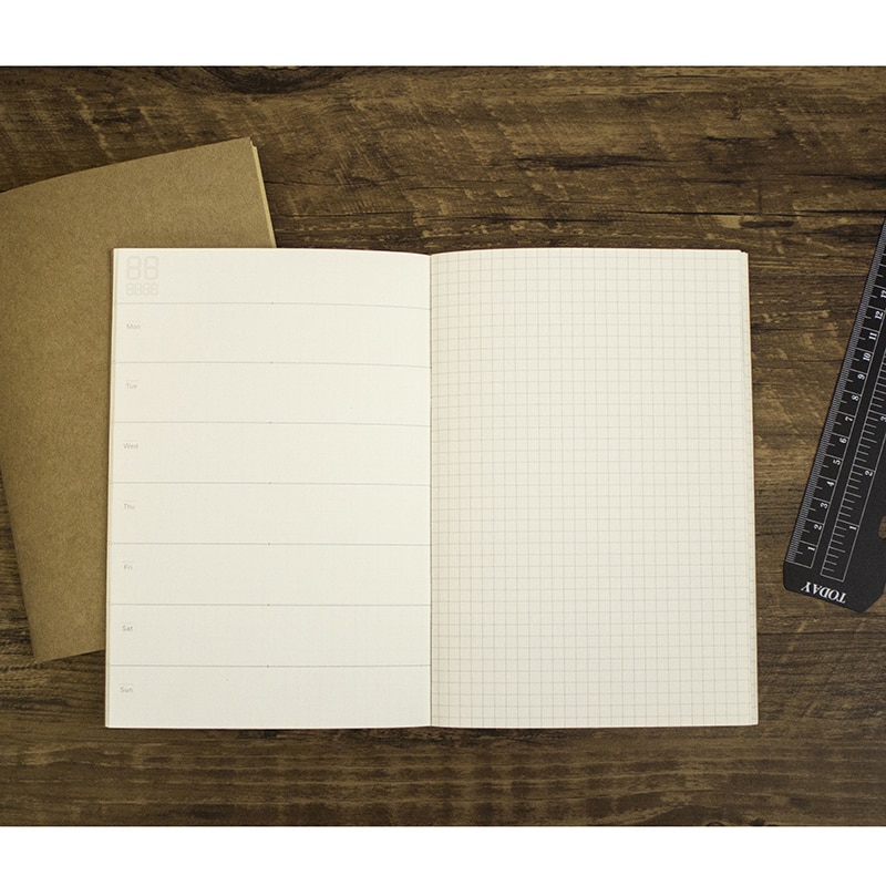 【happy one】Kraft cover Notebook Grid Paper KraftBlank Graph 5mm Monthly Plan Plan 32 Sheets A5(null). 