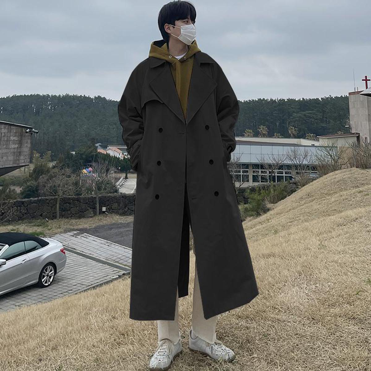 Korean long coat for men on sale