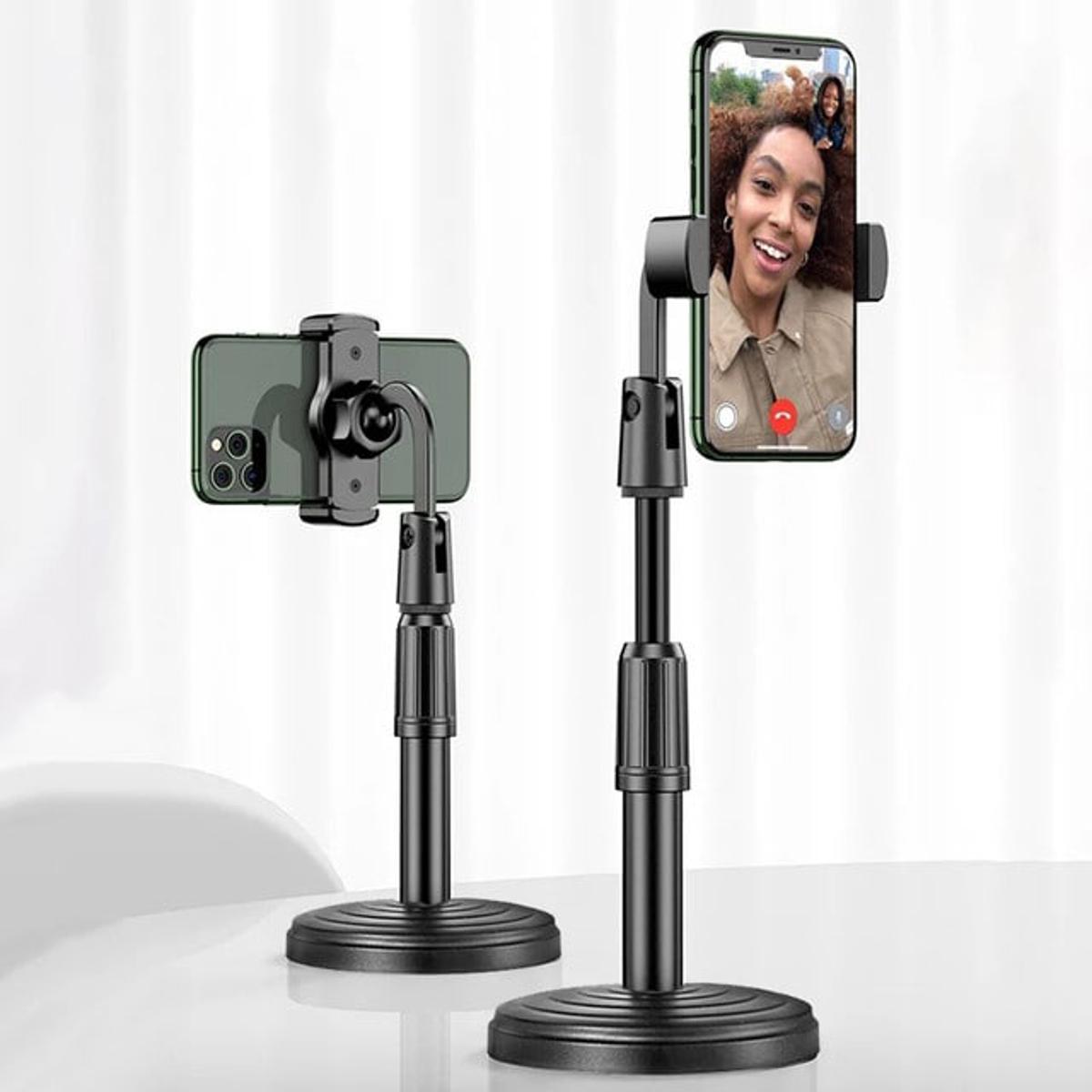 Desktop Mobile Phone Holder Stand 360 Rotate for Live Streaming Shoot YouTube TikTok Video Round Base Smartphone - Phone Stand