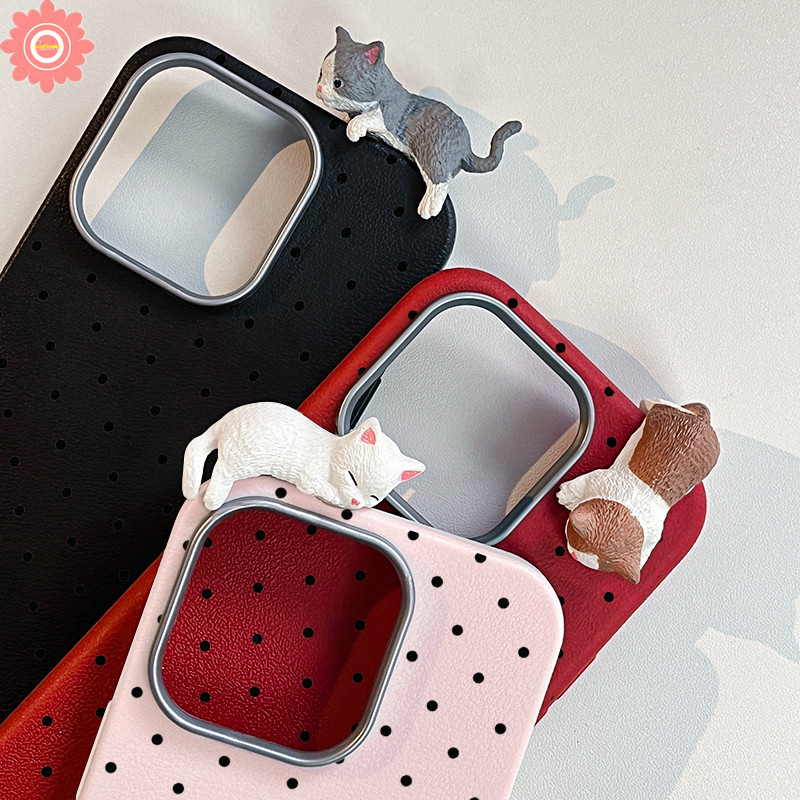 For Oppo A38 A3X A60 A16 A17 A35 A15 A18 A3 A57 A7 A55 A15s A52 A16S A5s A53 A54 A3s A12 A9 A74 A5 A76 A3 A77 A78 A31 A58 A1K A17K A79 A95 Reno 7Z Cute Wave Point 3D Doll Cat Case. 
