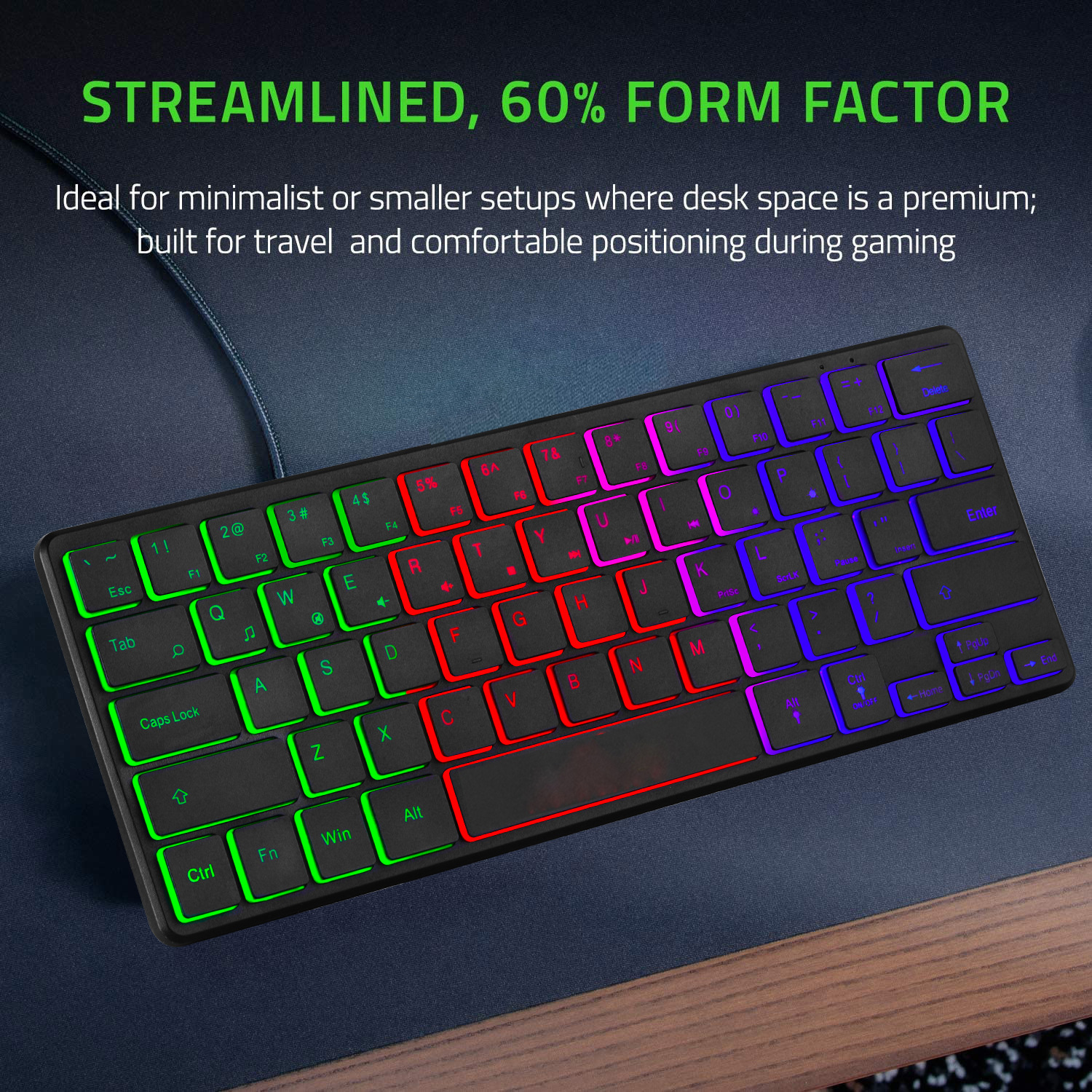 Wired keypad, mini tricolor illuminated gaming keyboard, computer notebook, office K64 keypad