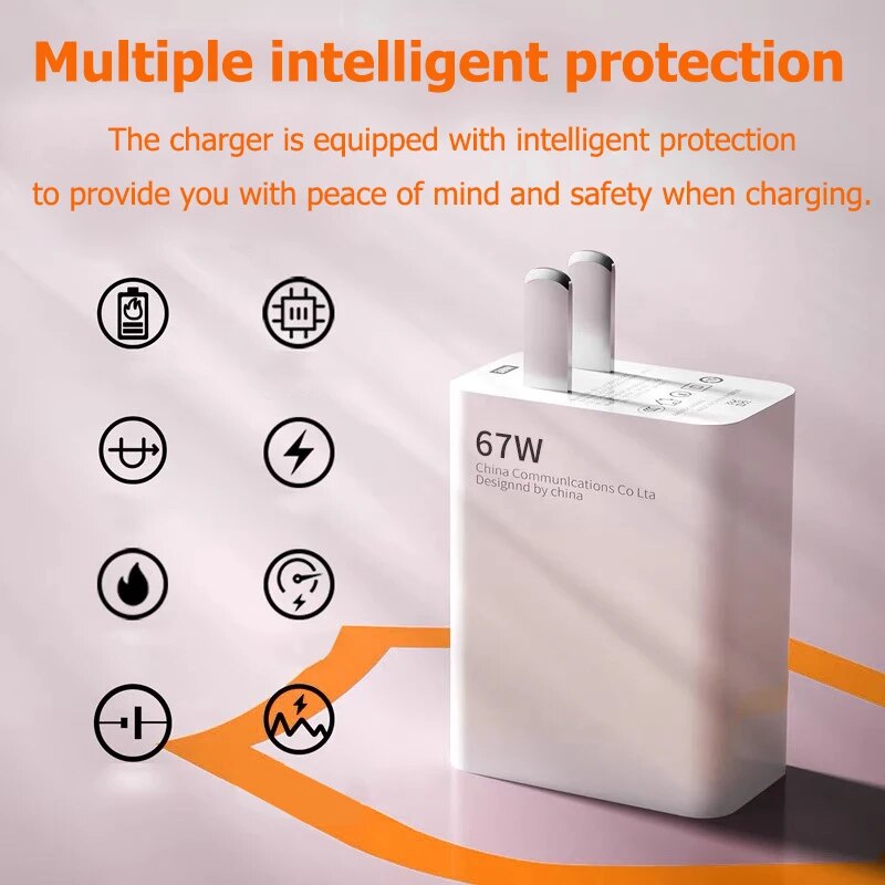 Xiaomi 67W Charger Original Fast Charging Cargador USB C Cable EU US Wall Adapter Mi 14 13 12 Redmi Note 13 12 Pro Turbo Poco F5. 